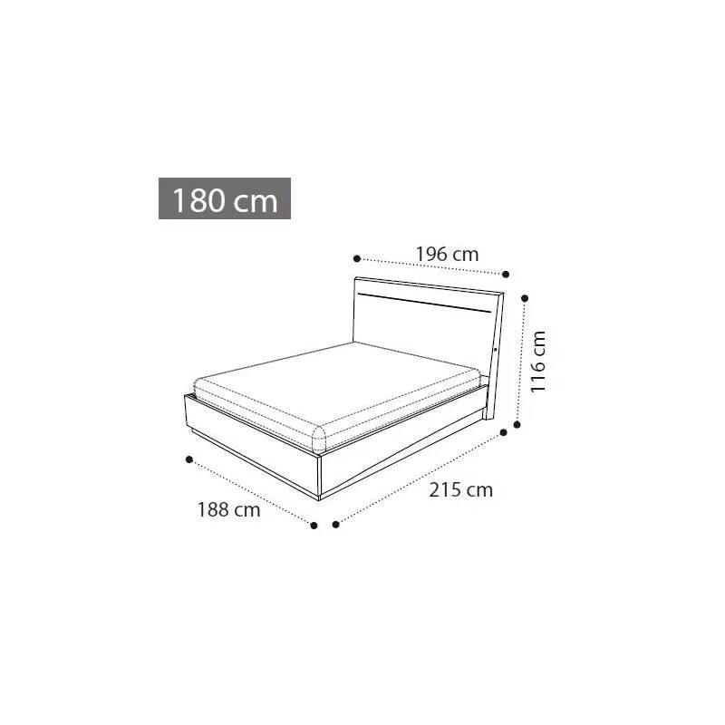 Размеры кровати Legno 180x200 коллекции Platinum Sabbia Camelgroup, 136LET.34BS